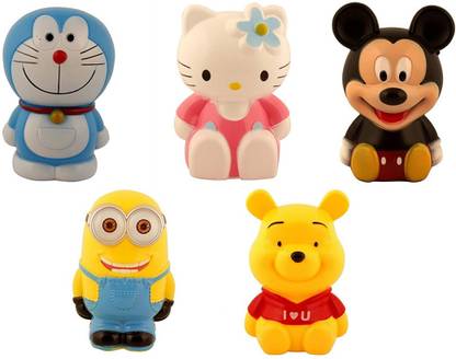 VAURUM Cute and Small Cartoon Character Piggy Bank / Coin Bank / Money Bank - Set of 5 Best Birthday Return Gifts Coin Bank