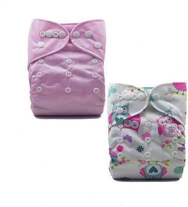 NABHASYA Cloth Diapers-NO INSERT-Pack Of 2-Baby Pink Tiny Butterfly-Free Size