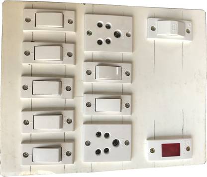 Tinax Electric Switch Board (7 Switches,2 Sockets,1 Indicator,1 Fuse) 6 A Three Pin Socket