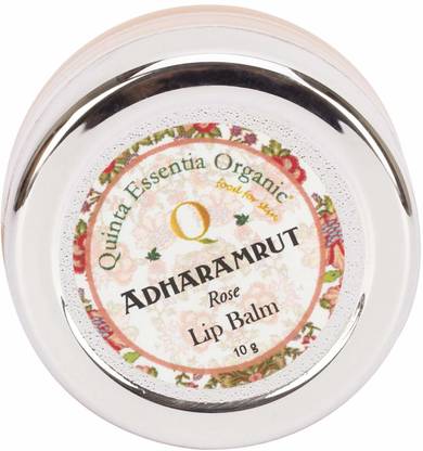 Quinta Essentia Organic Adharamrut Rose Lip Balm, 10 Grams Beeswax, Cacao Butter