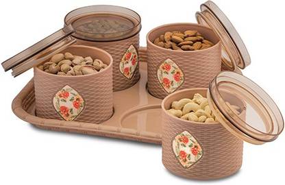 Raawan 4 Pcs Dry Fruit Set Box with Lid & Serving Tray, Storage Container (Multi, 4 Pieces) Container, Tray Serving Set