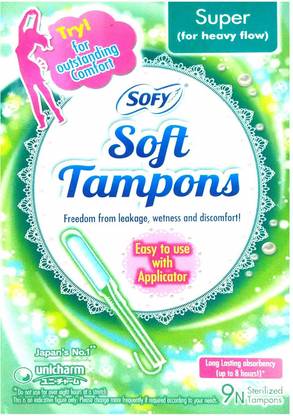 SOFY Soft Tampons - 9 Pieces (Super)Easy to use with Applicator Tampons