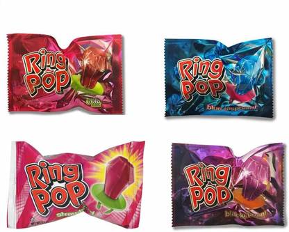 Ring Pop Hard Candy's 4 Combo Flavours (Black Currant, Strawberry, Cola & Raspberry) Raspberry, Strawberry, Cola, Black Current Candy