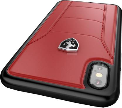 Ferrari Back Cover for Apple iPhone X 488 GTB Logo Double Stitched Leather