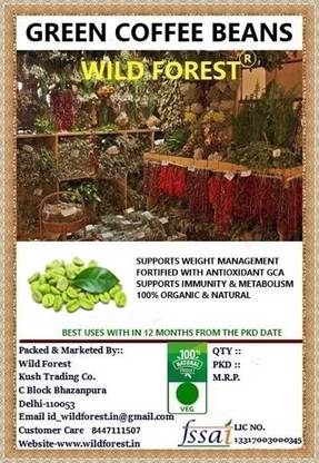 WILD FOREST GREEN COFFFEE BEANS 400 GM FOR WEIGHT MANAGEMENT Filter Coffee