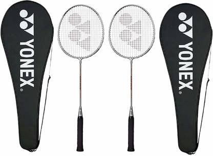 YONEX Set of 2 Badminton Racquets Value Combo ( 2 Racquets with Full Covers ), Silver Silver Strung Badminton Racquet