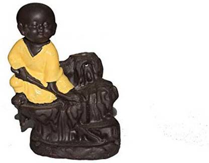 CSU Smoke Fountain Karate Monk (Yellow) Decorative Showpiece  -  6 cm