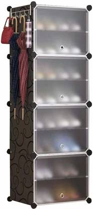 HOUSE OF QUIRK Portable Storage Cabinet 4 Cube PVC Collapsible Wardrobe