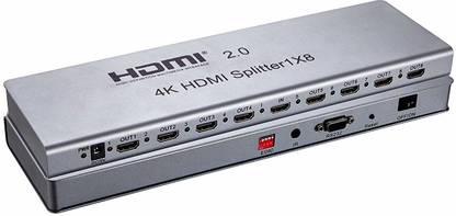 microware V2.0 HDMI Splitter 1X8, Support Ultra HD 4K 3840X2160/60HZ and 3D video, with IR extension, EDID management, and RS232 port Media Streaming Device