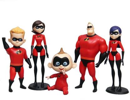 imodish The Incredibles 5 Pcs. / Set Mr. Incredibles, Elastigirl, Violet Parr, Jack - Jack Parr, Dash Parr 12-15 Cms. Action Figure