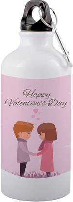COLOR YARD मल्टी कलर में कपल प्रिंटेड सिपर बॉटल के साथ बेस्ट हैप्पी वैलेंटाइन डे 600 ml सिपर