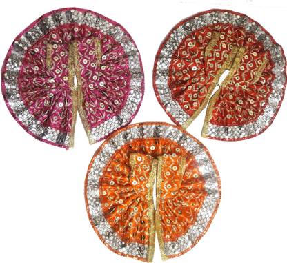 SK Craft Traditional Handcrafted Multicolor Laddu Gopal Poshak-12 cm Diameter (Mediium Size), Laddu Gopal Dresses, Laddu Gopal Shringar Set, Krishna Poshak-Set of 3 Dress