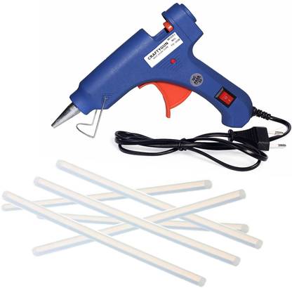 CRAFTYGUN 20 WATT FD-20W BLUE GLUE GUN (ON OFF SWITCH&INDICATOR) 6 ADHESIVE HOT GLUE STICKS Standard Temperature Corded Glue Gun