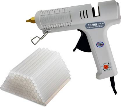 FADMAN White Copper Nozzel 150W High Professional Industrial Hot Melt Glue Gun with Sticks(11MM-50STICKS) Adjustable Temperature Corded Glue Gun
