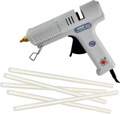 FADMAN White Copper Nozzel 150W High Professional Industrial Hot Melt Glue Gun with Sticks(11MM-5STICKS) Adjustable Temperature Corded Glue Gun