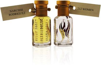 Scent Souls Narcissi Rodriguez & 212 Women Perfume Oil / Fragrance Oil (Attar| Ittar) Roll On For Women Combo Pack of 2 (12 ml) Floral Attar