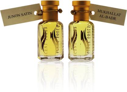 Scent Souls Junon Satin & Mukhallat Al-Badr Perfume Oil / Fragrance Oil (Attar| ) Roll On For Men & Women Combo Pack of 2 (12 ml) Floral Attar