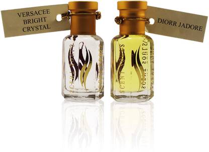 Scent Souls Versacee Bright Crystal &Diorr Jadore Perfume Oil / Fragrance Oil (Attar| Ittar) Roll On For Women Combo Pack of 2 (12 ml) Floral Attar