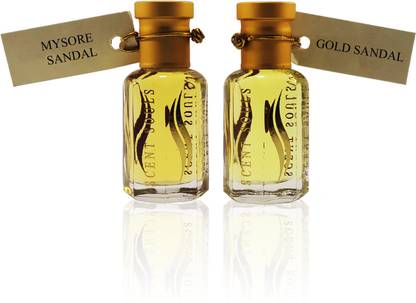 Scent Souls Mysore sandal & Gold sandal Perfume Oil / Fragrance Oil (Attar| Ittar) Roll On For Men & Women Combo Pack of 2 (12 ml) Floral Attar