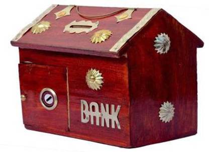 Alhind Handicraft Wooden Money Bank Coin Bank