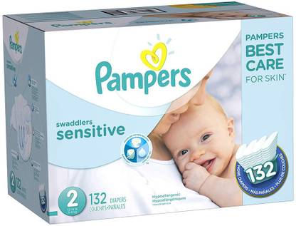 Pampers Swaddlers Sensitive Disposable Diapers Size 2, 132 Count - S - M