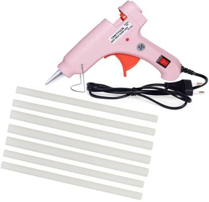 CRAFTYGUN PINK MINI 20 WATT - 7 GLUE STICKS OF 7MM SIZE Standard Temperature Corded Glue Gun