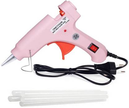 CRAFTYGUN PINK MINI 20 WATT - 5 GLUE STICKS OF 7MM SIZE Standard Temperature Corded Glue Gun
