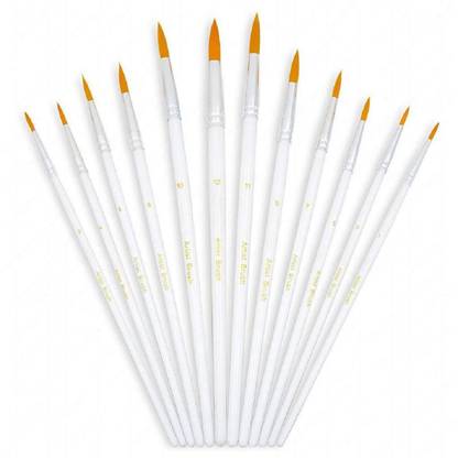 DEZIINE Art Round Hair Transparent Paint Brush Set for Acrylic, Watercolor, Oil Paint / Craft, Nail & Face PaintingArt Round Hair Transparent Paint Brush Set for Acrylic, Watercolor, Oil Paint / Craft, Nail & Face Painting