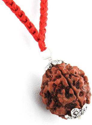 Gems Jewels Online Four Mukhi Nepali Rudraksha Silver Wood Pendant