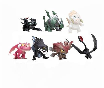 smart anime buy How To Train Your Dragon Set Of 7 Pcs. Toothless Night Fury, Bewilderbeast, Baby Nightmare, Stormcutter Action Figure