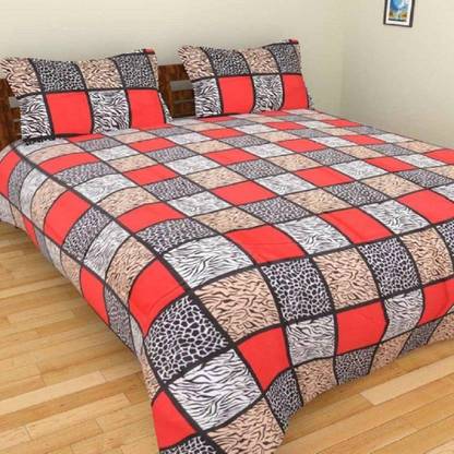 Ishan Handloom 160 TC Cotton Double Checkered Flat Bedsheet