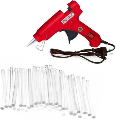 CRAFTYGUN 20 WATT FD-20W RED GLUE GUN (ON OFF SWITCH&INDICATOR) 50 ADHESIVE HOT GLUE STICKS Standard Temperature Corded Glue Gun