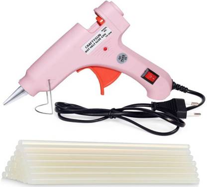 CRAFTYGUN PINK MINI 20 WATT - 20 GLUE STICKS OF 7MM SIZE Standard Temperature Corded Glue Gun