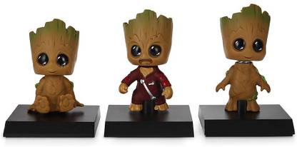 smart anime buy Set Of 3 Pcs. Groot Car Dashboard Bobble Head Action Figure
