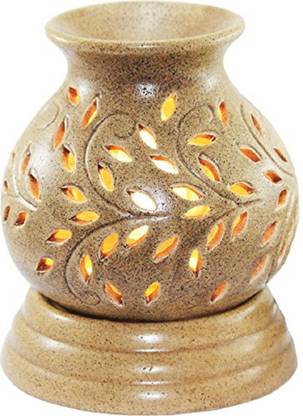 Bright Shop Lemon Diffuser Set Ceramic Brown Colour Pot shape Leaf Design Electric Aroma Diffuser with Fragrance Oil of 10ml Air Fragrance