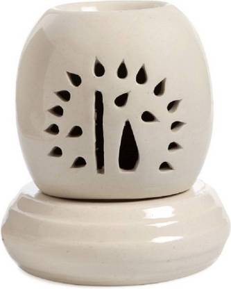 Bright Shop Ceramic Electric Diffuser Oil Burner Round Shape Design Aroma Oil Burner Natural Air Fragrance For Office & Home (White Colour) Diffuser