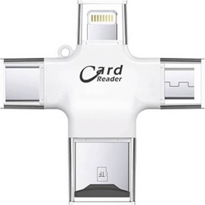 Triangle Ant ® Portable Mini OTG Card Reader Four ports (4 in 1) : lightning + Type C + Micro USB + USB Card reader - Like Iflash, Idisk for Iphone, Ipad, Micro USB, SDHC lightning flash drive Card Reader