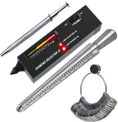 TOOLBUX Professional High Precision LED Pen Diamond Test Jewelry Selector Tester Jewelry Tool Combo Offer Probe and Tester Electronic Hobby Kit 25 cm Ring Sizing Stick Probe and Tester Electronic Hobby Kit