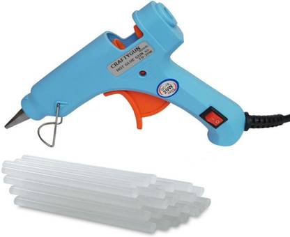 CRAFTYGUN SKY BLUE MINI 20 WATT - 15 GLUE STICKS OF 7MM SIZE Standard Temperature Corded Glue Gun