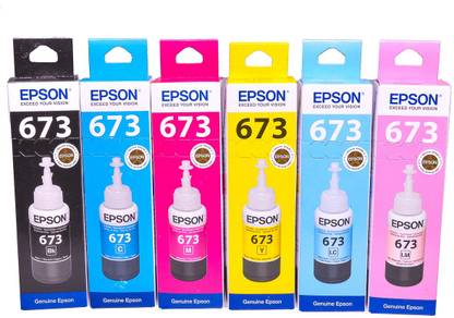 OG EPSON PRINTER INK / EPSON 70ML INK BOTTLE / EPSON INK BOTTLE / EPSON INK BOTTLE SET / EPSON ORIGINAL INK For (T6731 T6732 T6733 T6734 T6735 T6736) L800 / L805 / L850 / L810 / L1800 (Black/Cyan/Yellow/Magenta/Light Cyan/Light Magenta) Printer Set of 6 Tri-Color Ink Cartridge