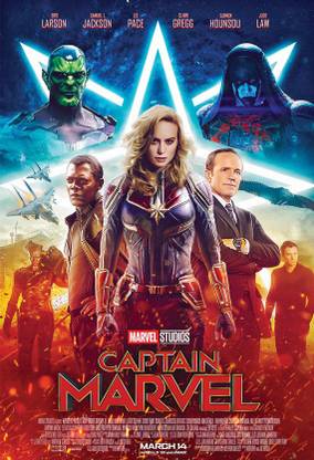 Captain Marvel Poster for Room & Office (13 Inch X 19 Inch, Rolled) Multi Color Paper Print