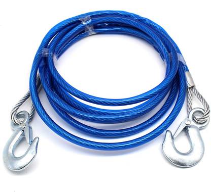 Chromoto ™ Car Tow Rope with 10mm 13ft Steel Cable and Hooks 4.5 m Towing Cable