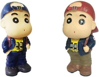 smart anime buy Shinchan Set Of 2 Pcs. Shinchan Wearing Blue And Red Cap Piggy Bank Coin Bank