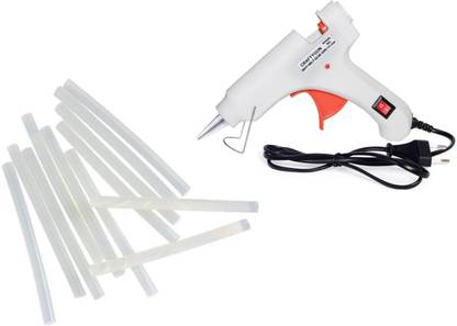 CRAFTYGUN 20 WATT FD-20W WHITE GLUE GUN (ON OFF SWITCH&INDICATOR) 12 ADHESIVE HOT GLUE STICKS Standard Temperature Corded Glue Gun