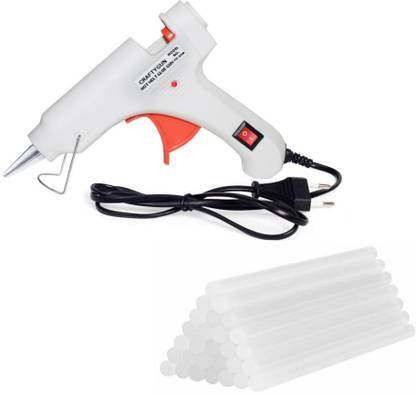 CRAFTYGUN WHITE MINI 20 WATT - 30 GLUE STICKS OF 7MM SIZE Standard Temperature Corded Glue Gun