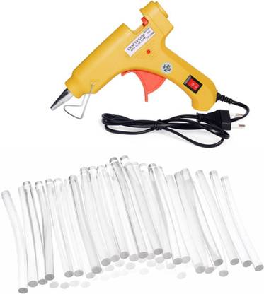 CRAFTYGUN 20 WATT FD-20W YELLOW GLUE GUN (ON OFF SWITCH&INDICATOR) 50 ADHESIVE HOT GLUE STICKS Standard Temperature Corded Glue Gun