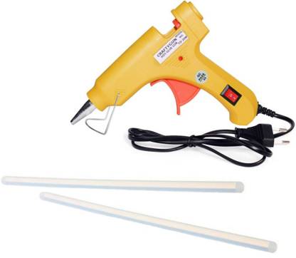 CRAFTYGUN 20 WATT FD-20W YELLOW GLUE GUN (ON OFF SWITCH&INDICATOR) 2 ADHESIVE HOT GLUE STICKS Standard Temperature Corded Glue Gun