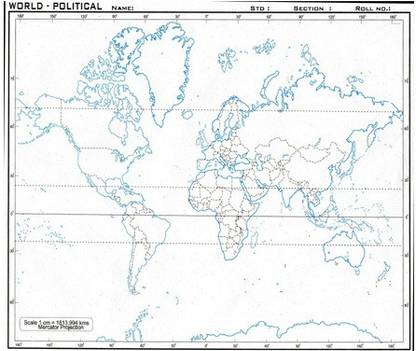 CRAFTWAFT POLITICAL MAP OF WORLD BLANK A4 67 gsm A4 paper