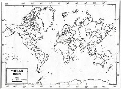 CRAFTWAFT RIVER MAP OF WORLD BLANK A4 67 gsm Project Paper