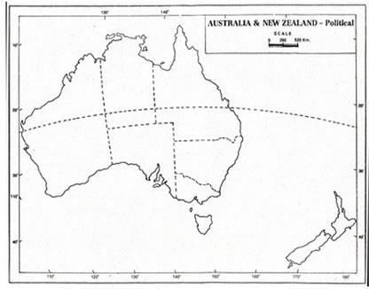 CRAFTWAFT POLITICAL MAP OF AUSTRALIA AND NEW ZEALAND BLANK A4 67 gsm A4 paper